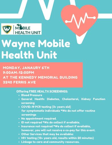 Wayne County Mobile Unit Heath Screening @ Kennedy Memorial Bldg. | Lincoln Park | Michigan | United States