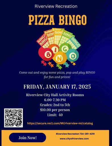 Pizza Bingo - Grades 2nd - 5th @ Riverview City Hall | Riverview | Michigan | United States